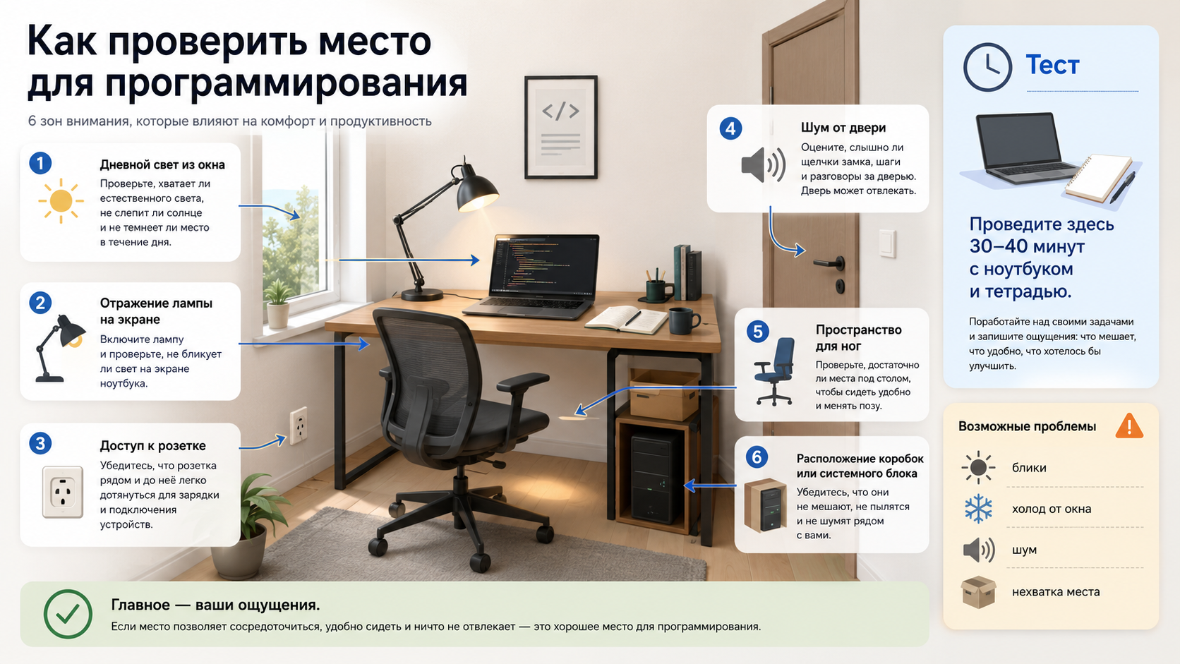 Как выбрать место для рабочего стола